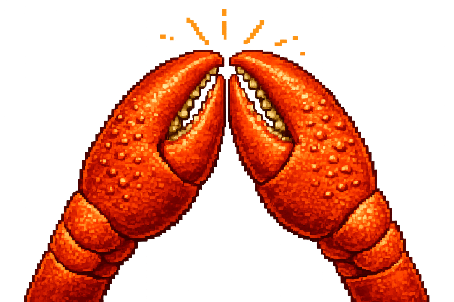 Two lobster claws high-fiving